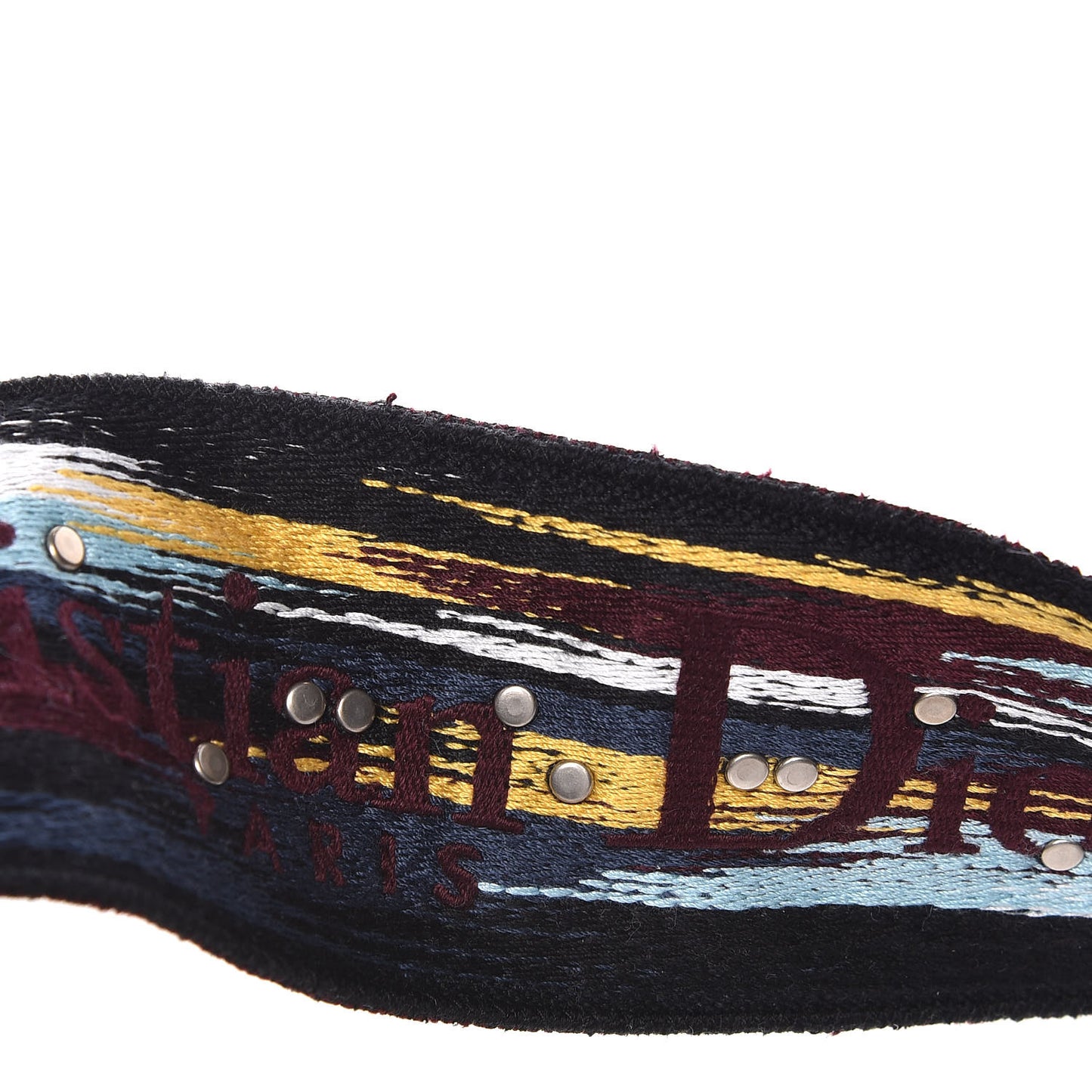 Canvas Embroidered Studded Shoulder Strap Black Multicolor