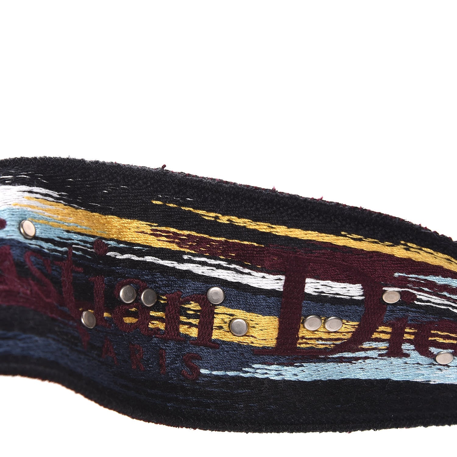 Christian Dior Canvas Embroidered Studded Shoulder Strap Black Multicolor 5 of 5