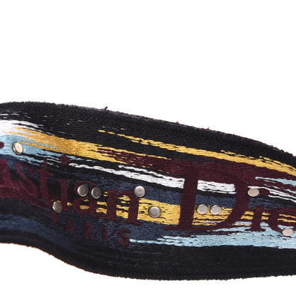 Christian Dior Canvas Embroidered Studded Shoulder Strap Black Multicolor 5 of 5