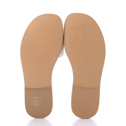 Gucci Malaga Kid Fringe Horsebit Slide Sandals 35 White 6 of 11