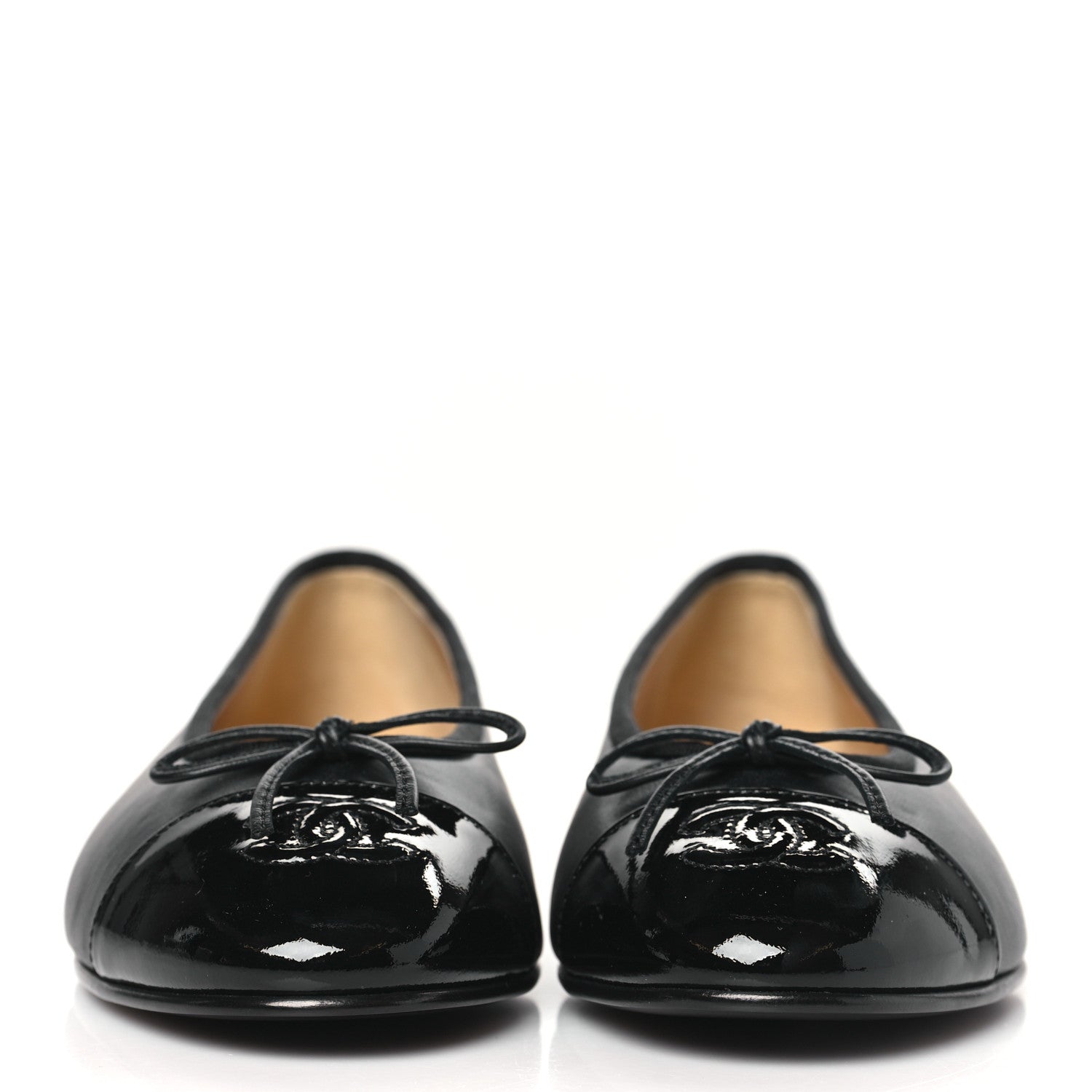 Chanel Lambskin Patent Cap Toe Ballerina Flats 38.5 Black 2 of 9