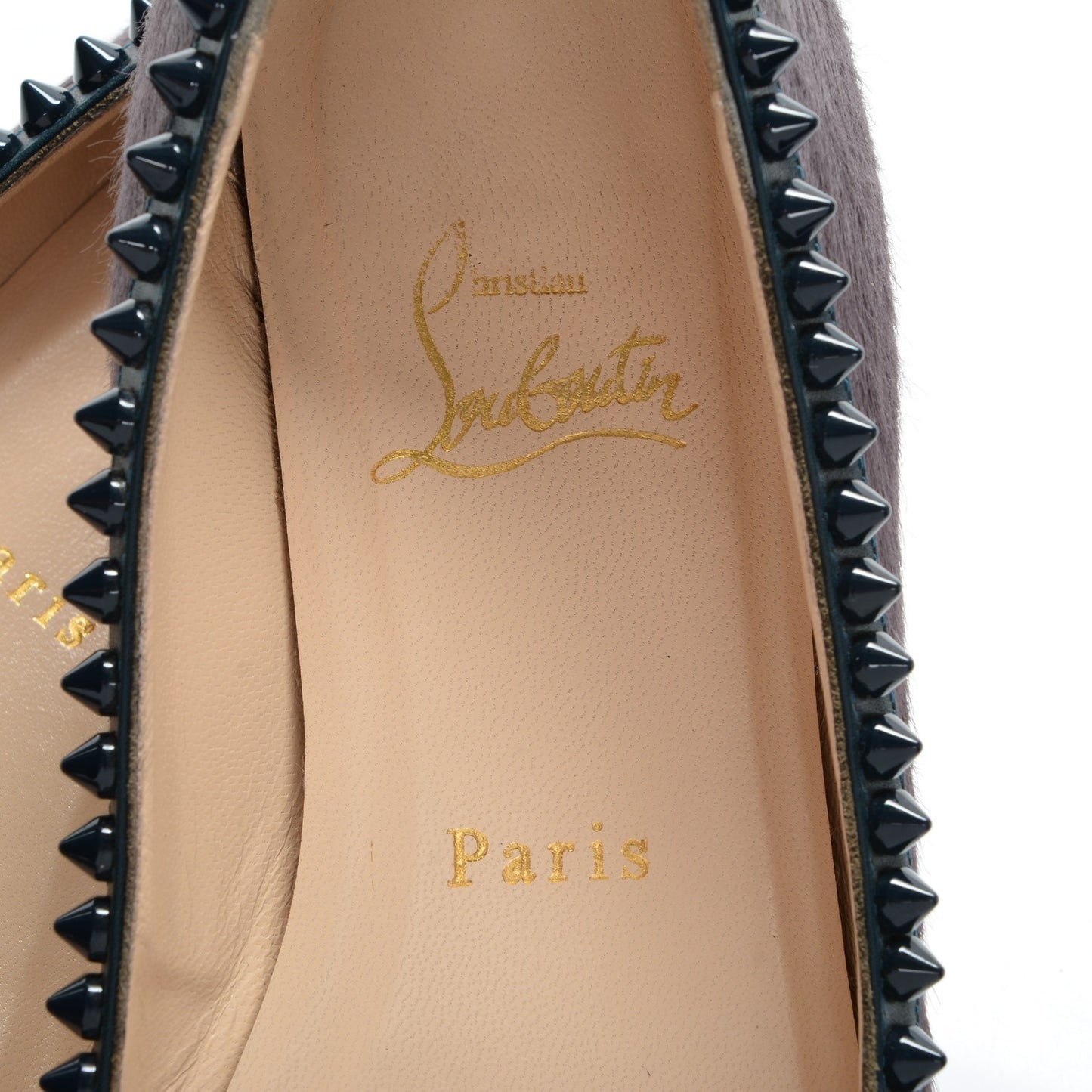 Pony Hair Malabar Spiked Flats 37.5 Grey Multi