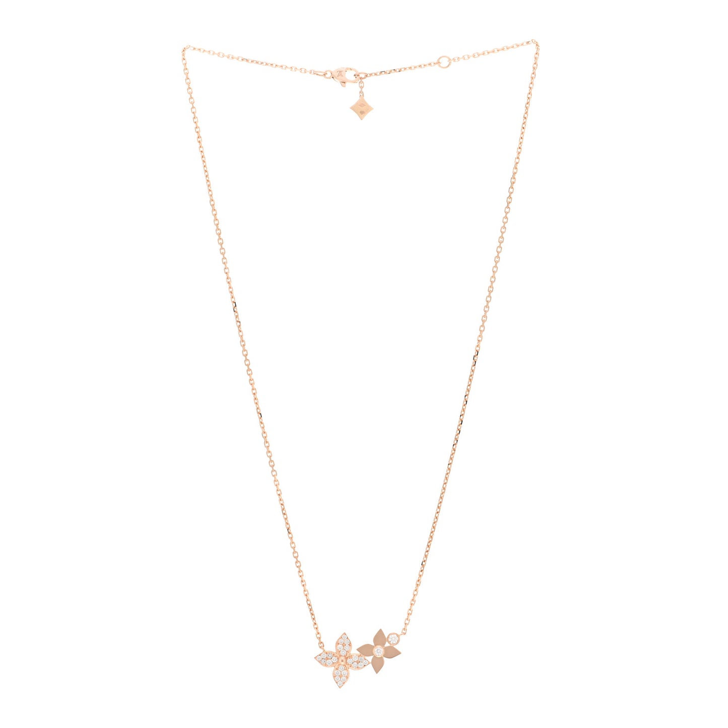 18K Pink Gold Diamond Star Blossom Necklace
