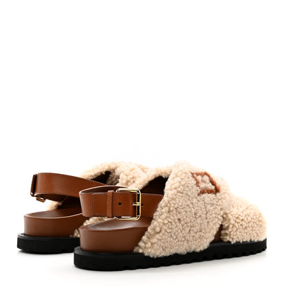 Louis Vuitton Shearling Paseo Flat Comfort Sandal 40 Nude 4 of 9