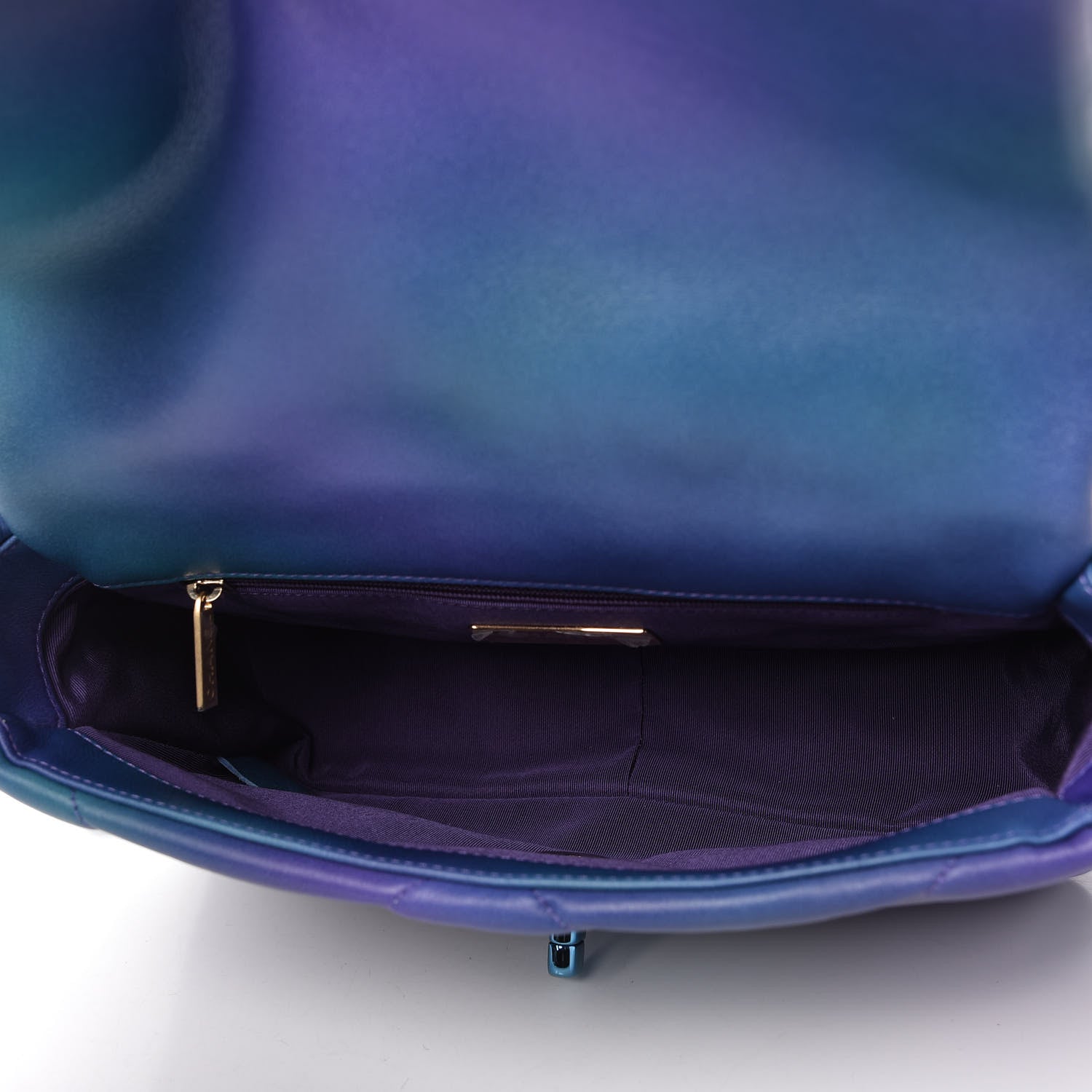 Chanel Tie Dye Calfskin Quilted Medium Chanel 19 Flap Blue Purple 5 of 10