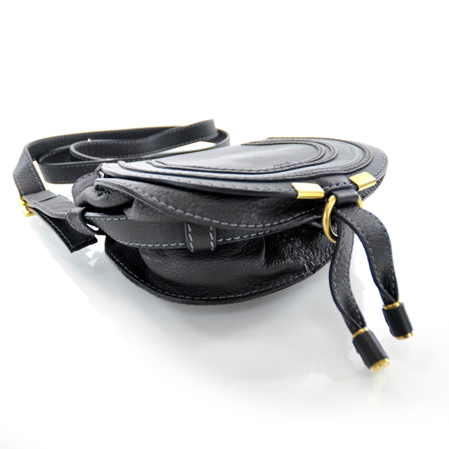 Chloe Leather Marcie Round Crossbody Bag Black 4 of 8