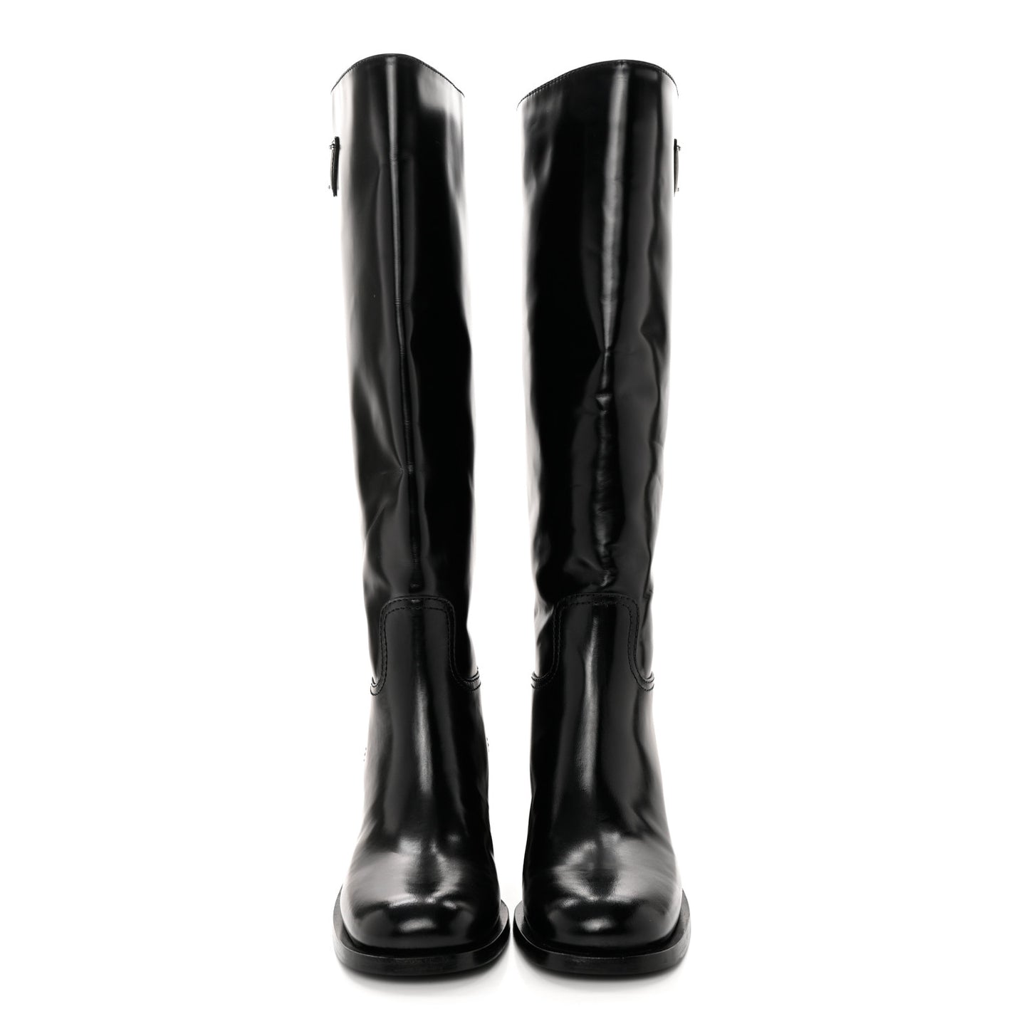 Spazzolato Metal Triangle Logo 55mm Riding Boots 37 Black