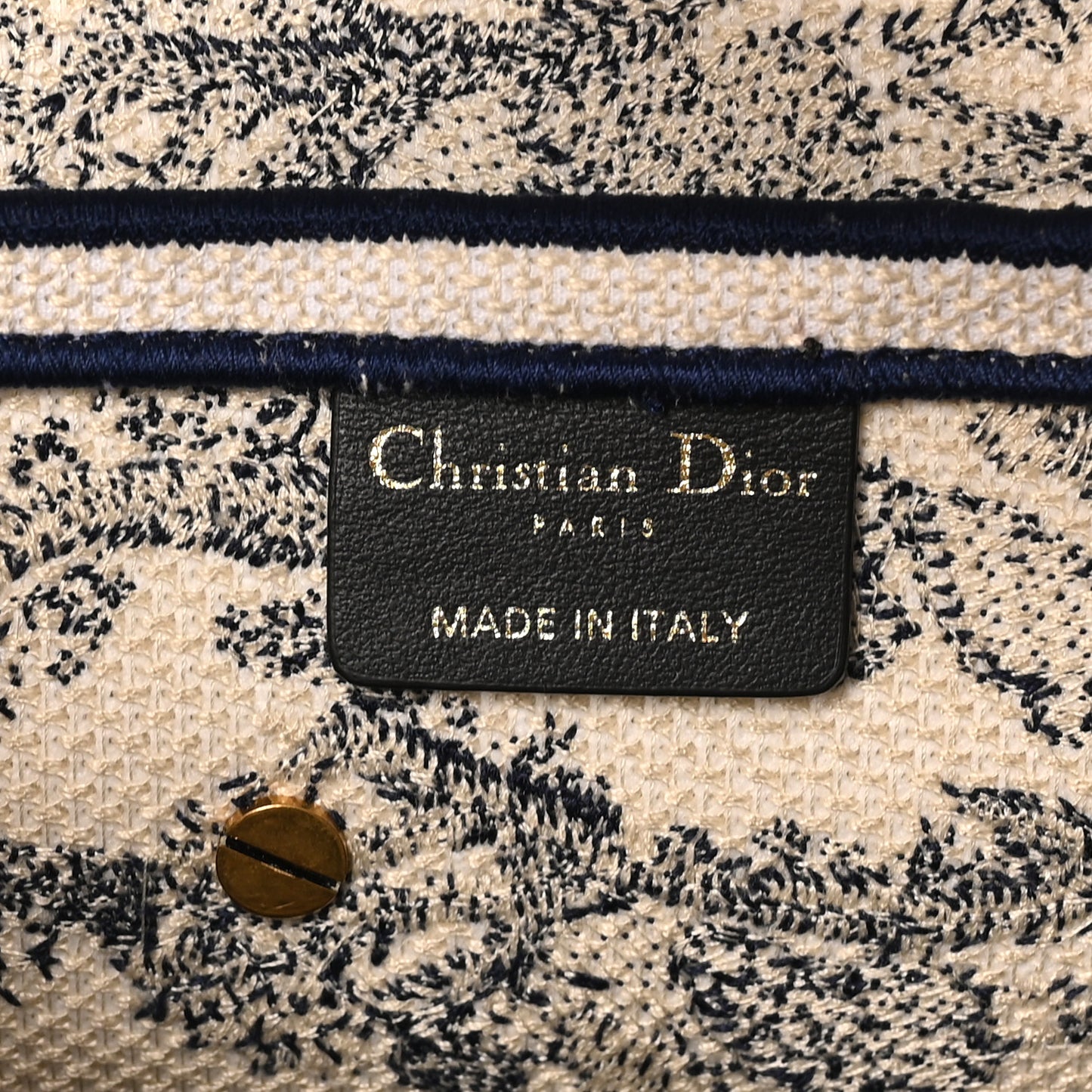 Canvas Embroidered Toile de Jouy Saddle Bag Blue