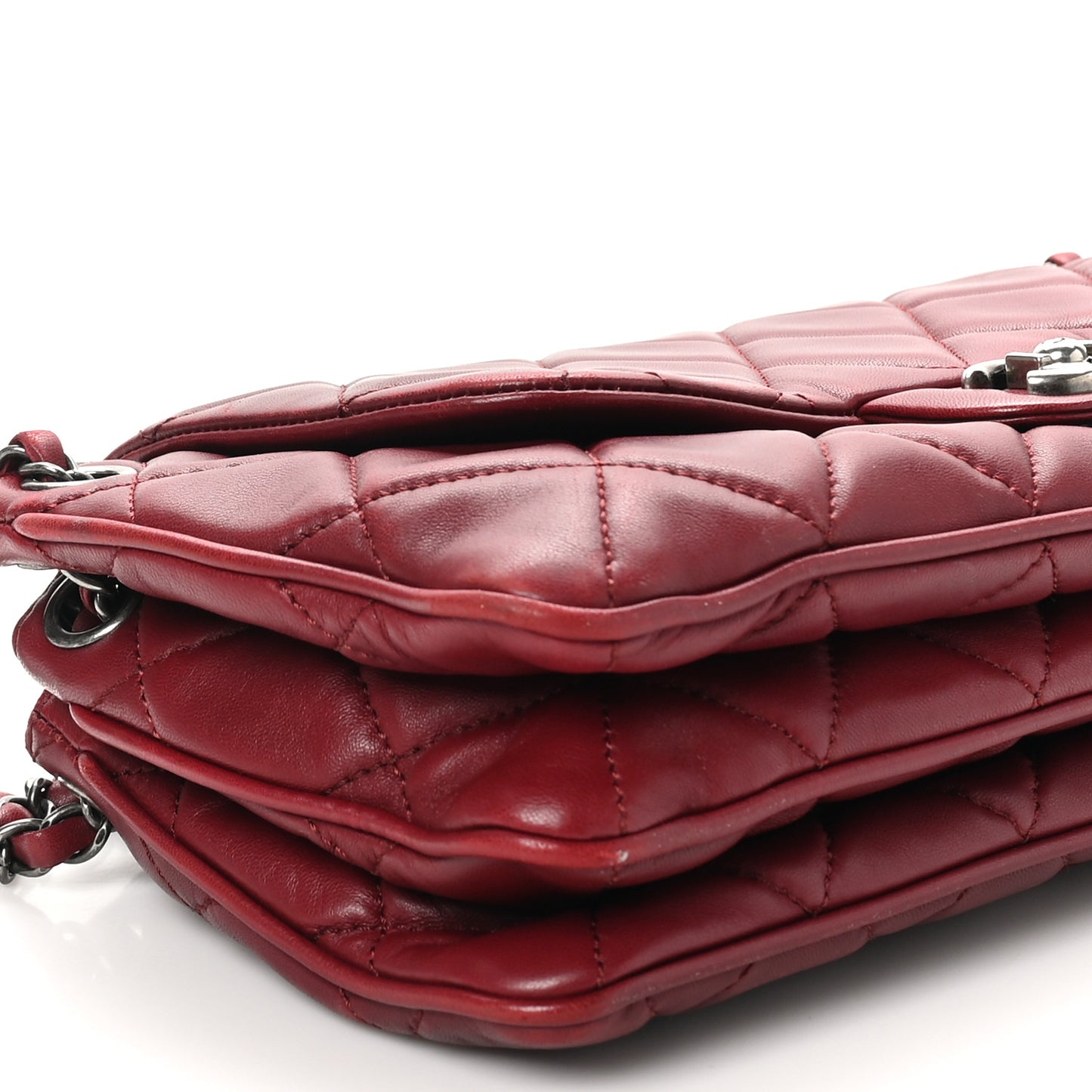 Lambskin Quilted Chanel 3 Accordion Flap Bag Red