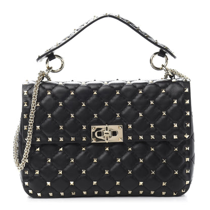 Valentino Garavani Lambskin Medium Rockstud Spike Shoulder Bag Black 1 of 10