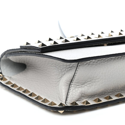 Valentino Garavani Pebbled Calfskin Rockstud Side Slip Crossbody Pastel Grey 12 of 14