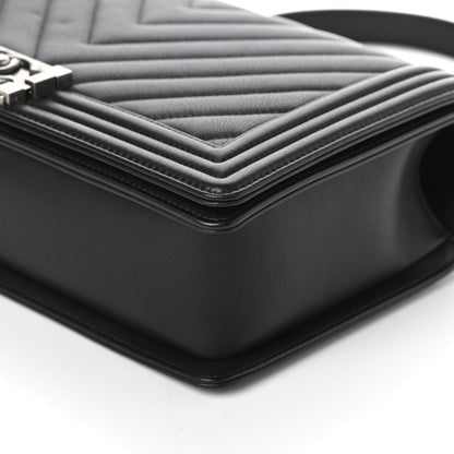 Chanel Calfskin Chevron Quilted New Medium Boy Flap Black 10 of 10