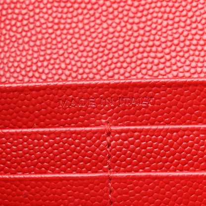 Saint Laurent Grain De Poudre Matelasse Chevron Monogram Flap Wallet Red 7 of 10