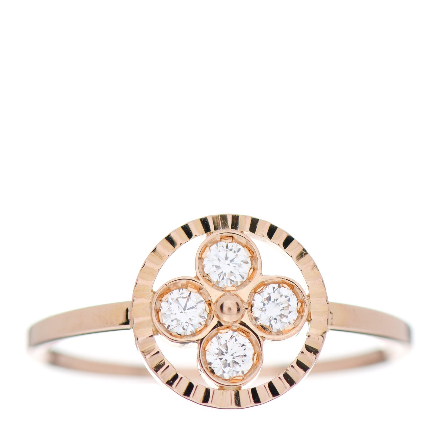 18K Pink Gold Diamond Blossom BB Ring 53 6.25