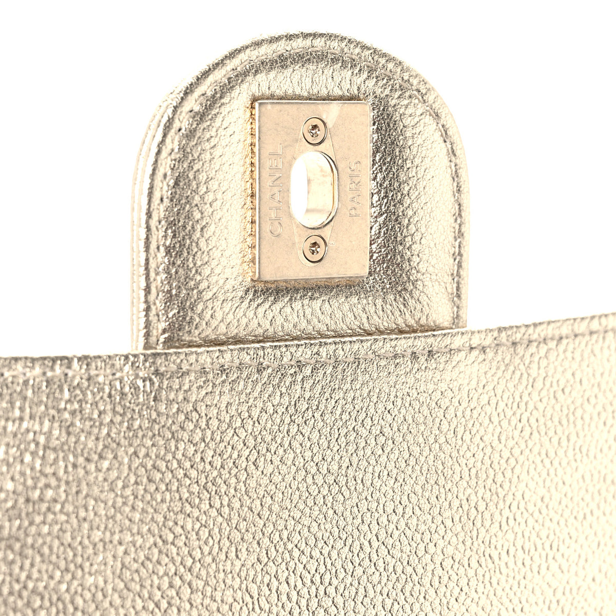 Metallic Caviar Quilted Medium CC Slide Flap Light Gold