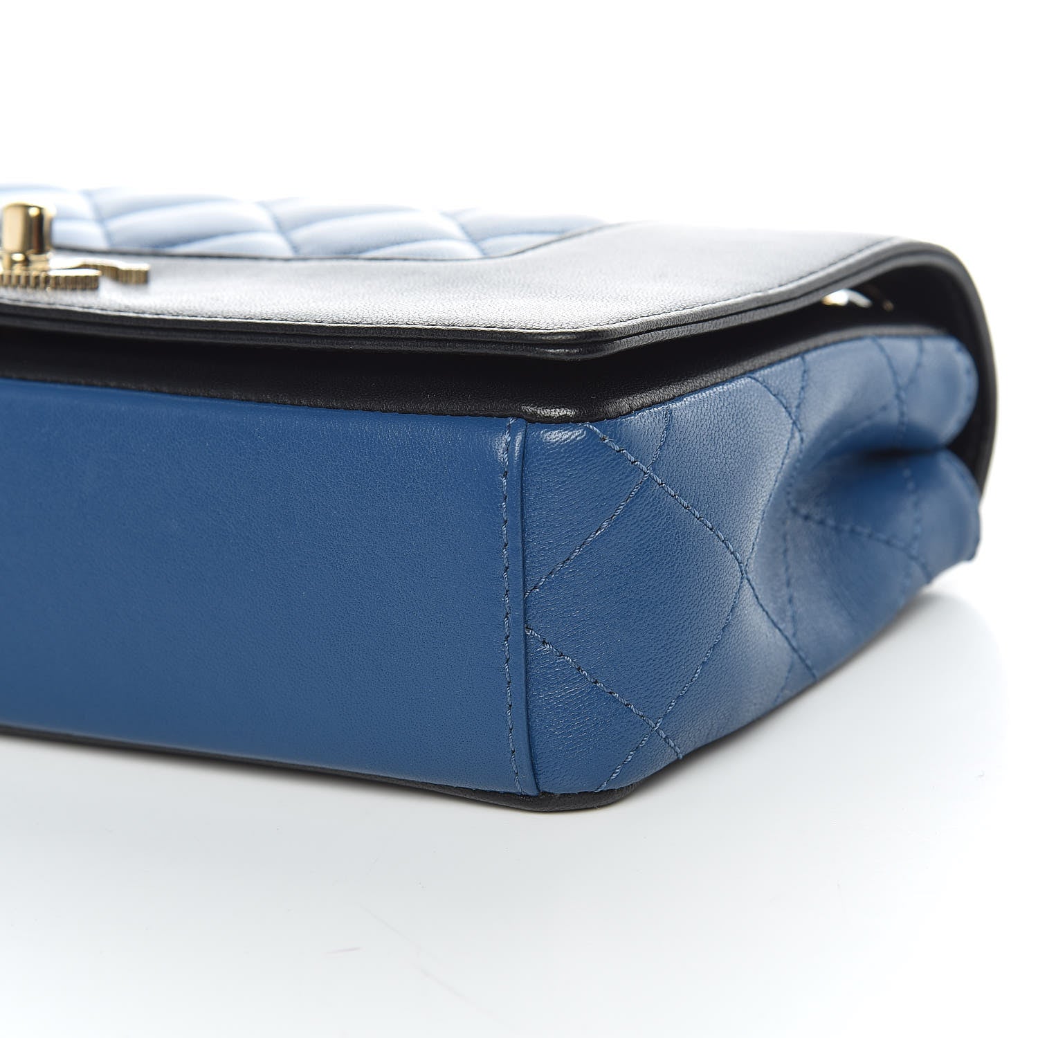 Chanel Sheepskin Quilted Small Mademoiselle Flap Black Blue 9 of 14