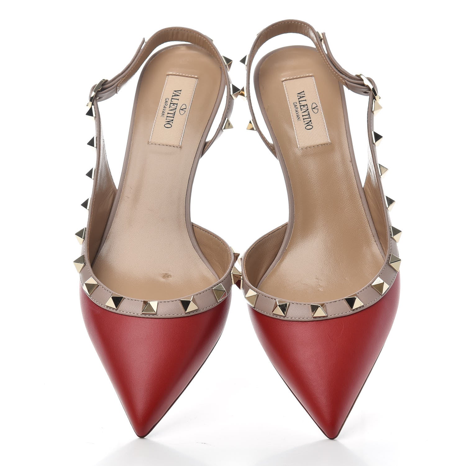 Valentino Garavani Calfskin Nappa Rockstud Half D'Orsay Slingback 50mm Pumps 38 Rosso Valentino Poudre 5 of 11