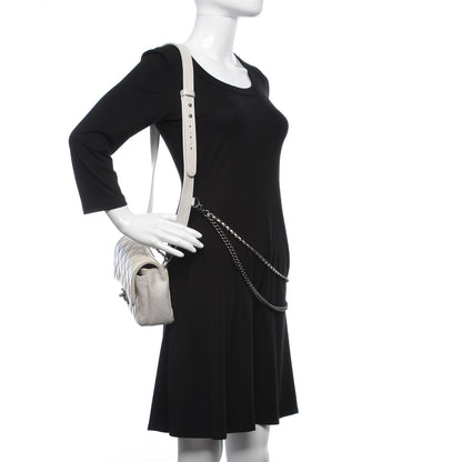 Chanel Shiny Goatskin Quilted Small Double Carry Waist Chain Flap White 2 of 15