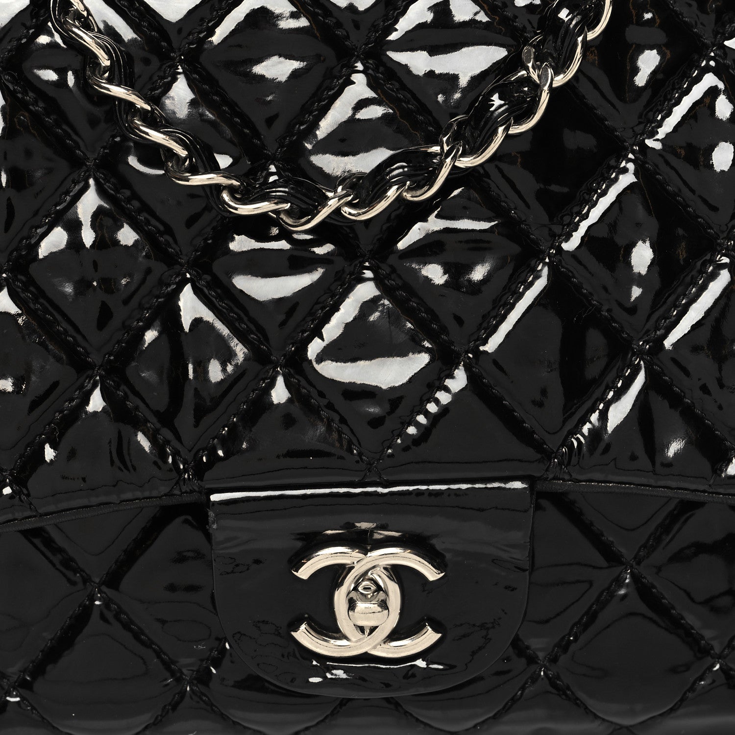 Chanel Patent Quilted Jumbo Single Flap Black 8 of 11