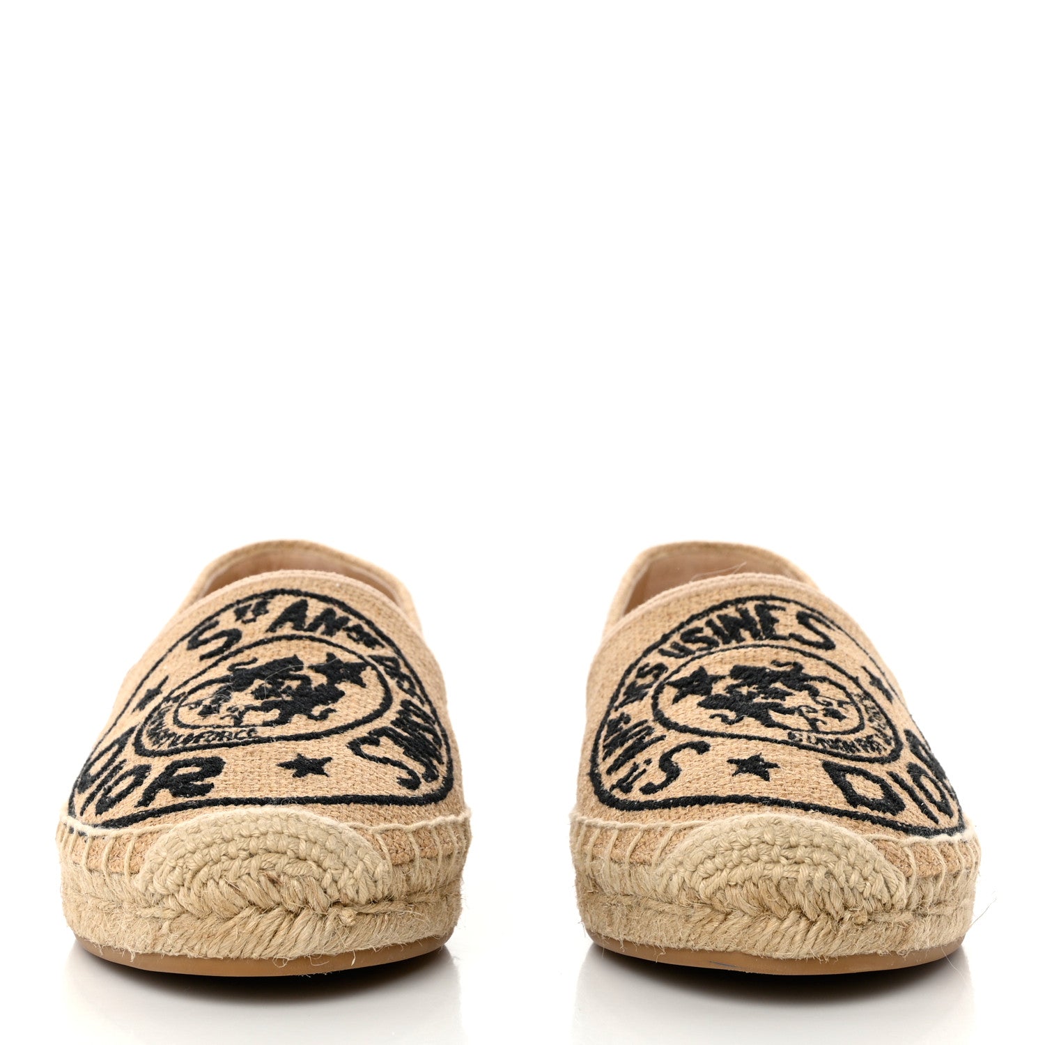 Christian Dior Canvas Embroidered Granville Union Motif Espadrille 36.5 Beige 2 of 8