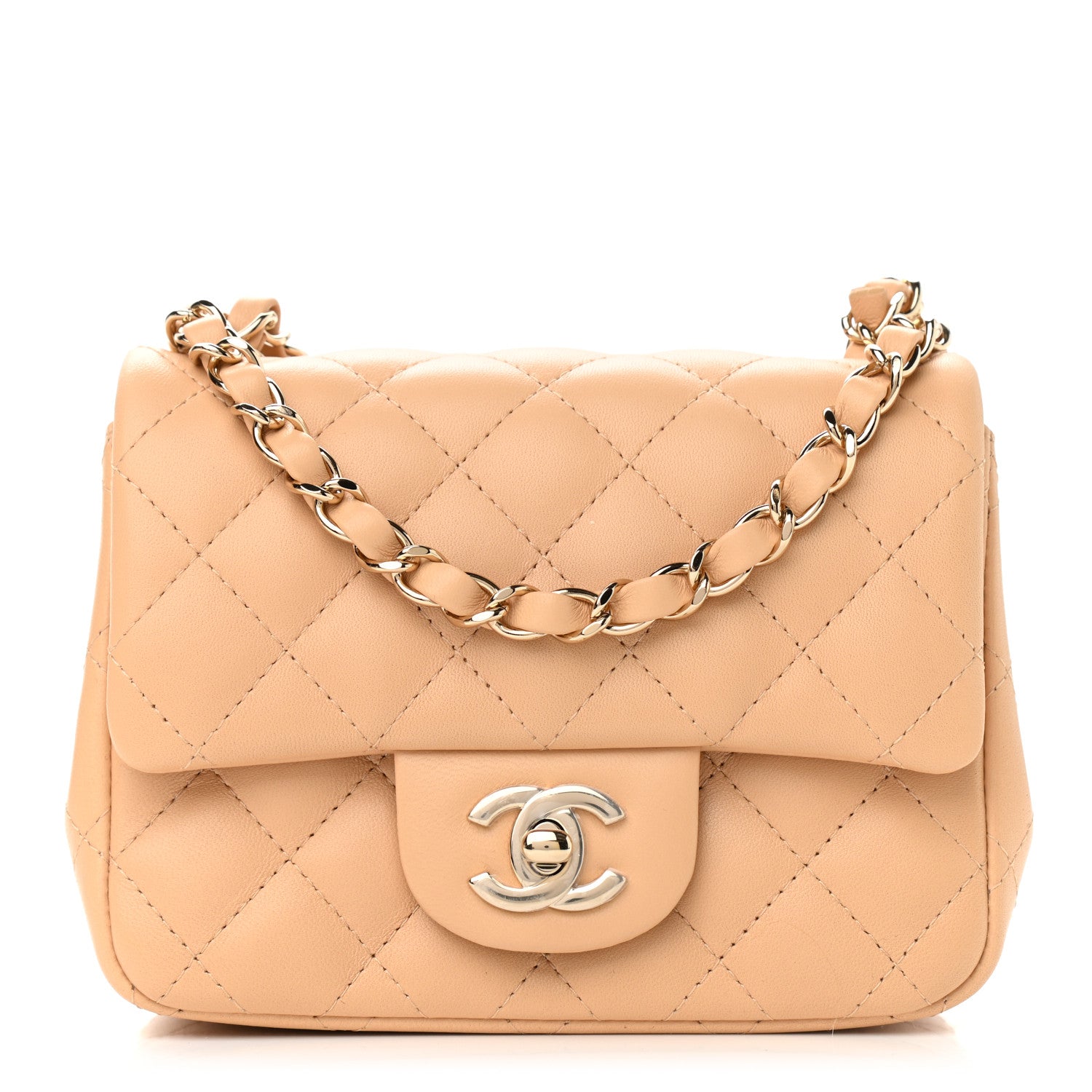 Chanel Lambskin Quilted Mini Square Flap Beige 1 of 9