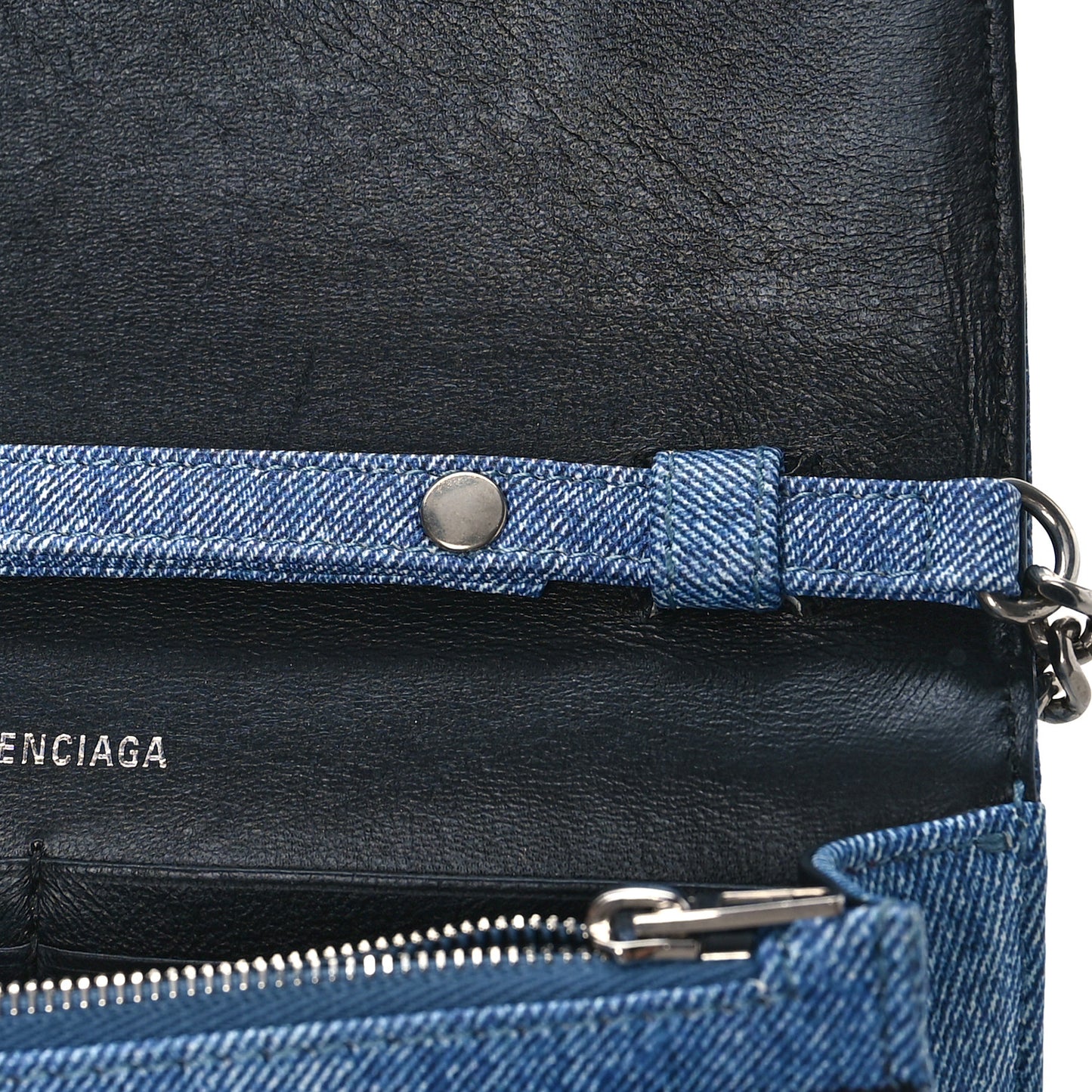 Nappa Denim Printed Hourglass Chain Bag Denim Blue