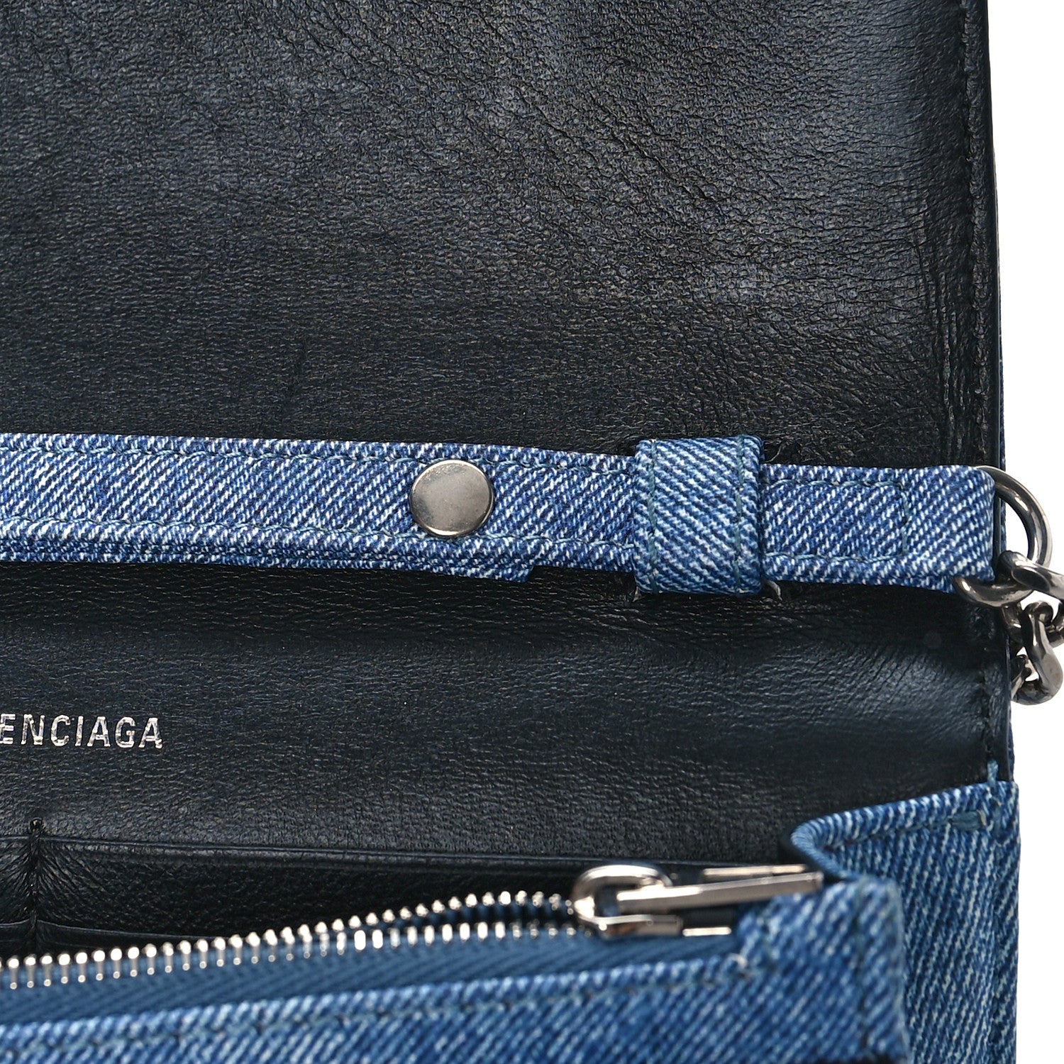 Balenciaga Nappa Denim Printed Hourglass Chain Bag Denim Blue 10 of 11