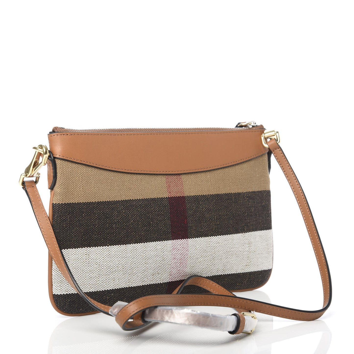 Mega Check Peyton Crossbody Clutch Bag Saddle Brown