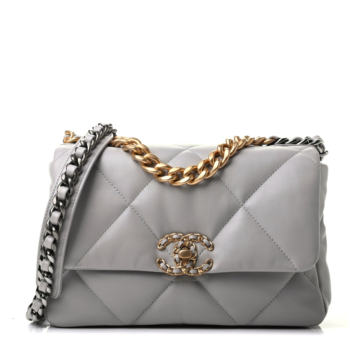 Lambskin Quilted Medium Chanel 19 Flap Grey