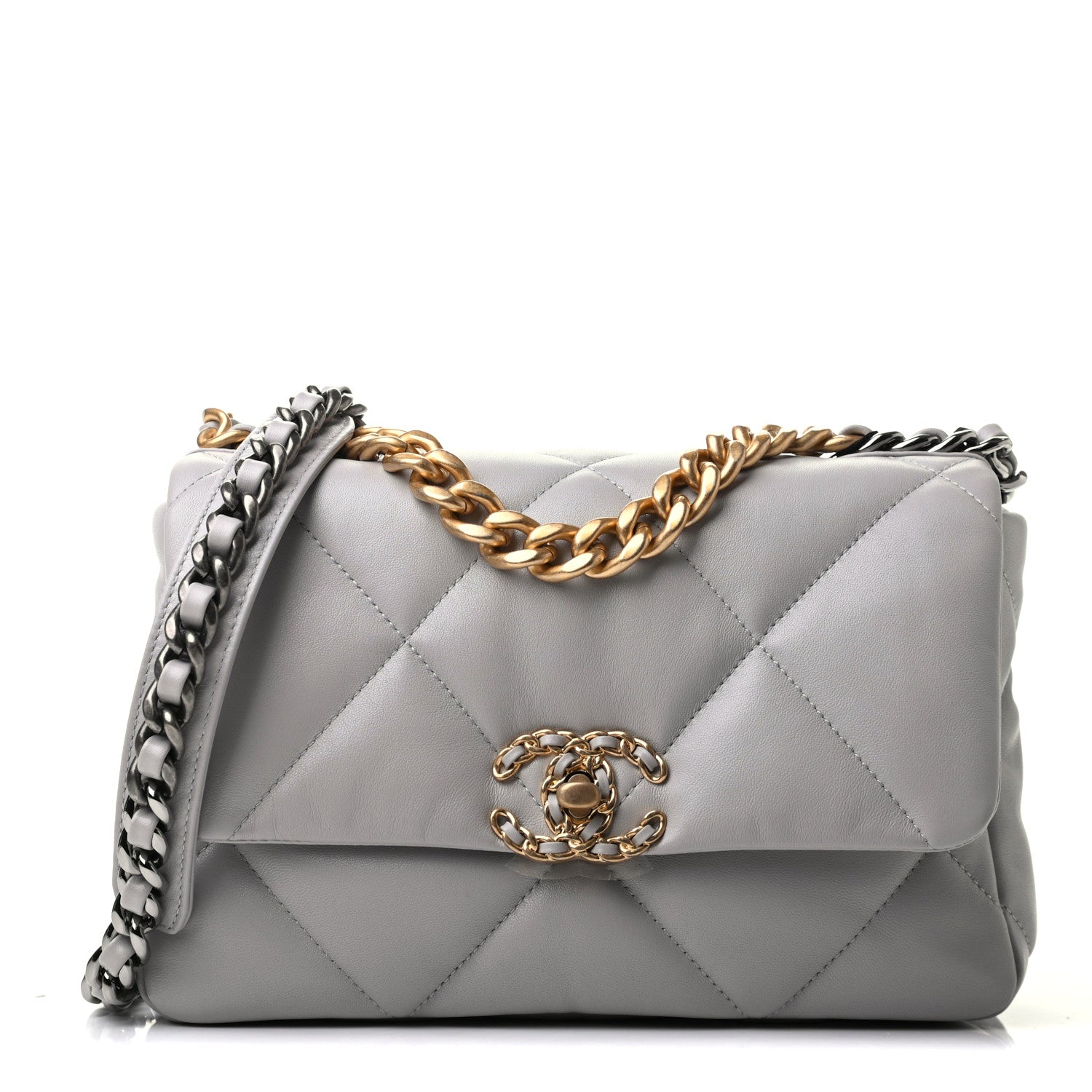 Chanel Lambskin Quilted Medium Chanel 19 Flap Grey 1 of 10