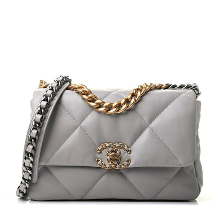 Chanel Lambskin Quilted Medium Chanel 19 Flap Grey 1 of 10
