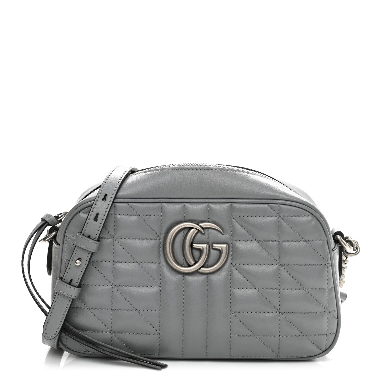 Gucci Calfskin Matelasse Aria Small GG Marmont Chain Shoulder Bag Deep Grey 1 of 13