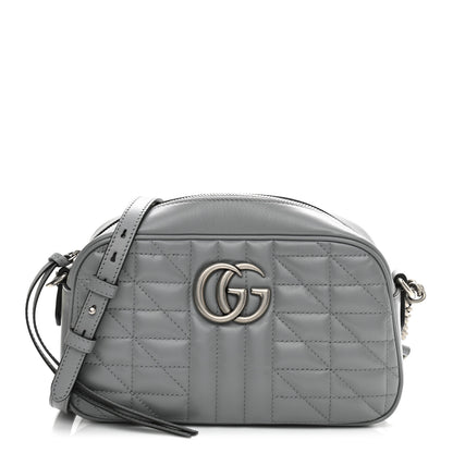 Gucci Calfskin Matelasse Aria Small GG Marmont Chain Shoulder Bag Deep Grey 1 of 13