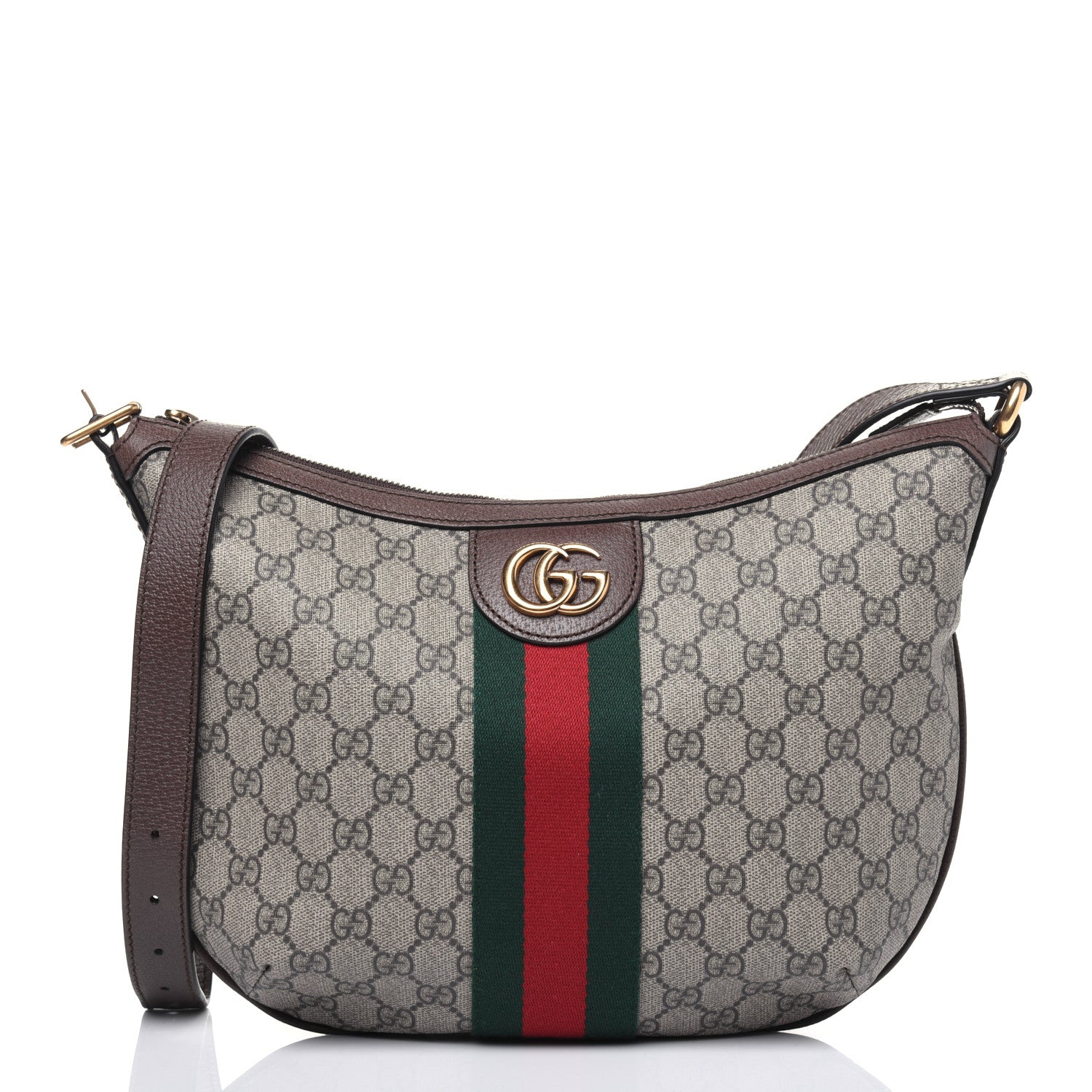 Gucci GG Supreme Monogram Web Small Ophidia Half Moon Hobo Brown 1 of 13