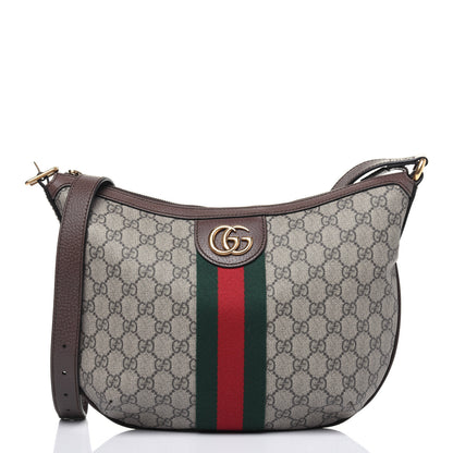 Gucci GG Supreme Monogram Web Small Ophidia Half Moon Hobo Brown 1 of 13