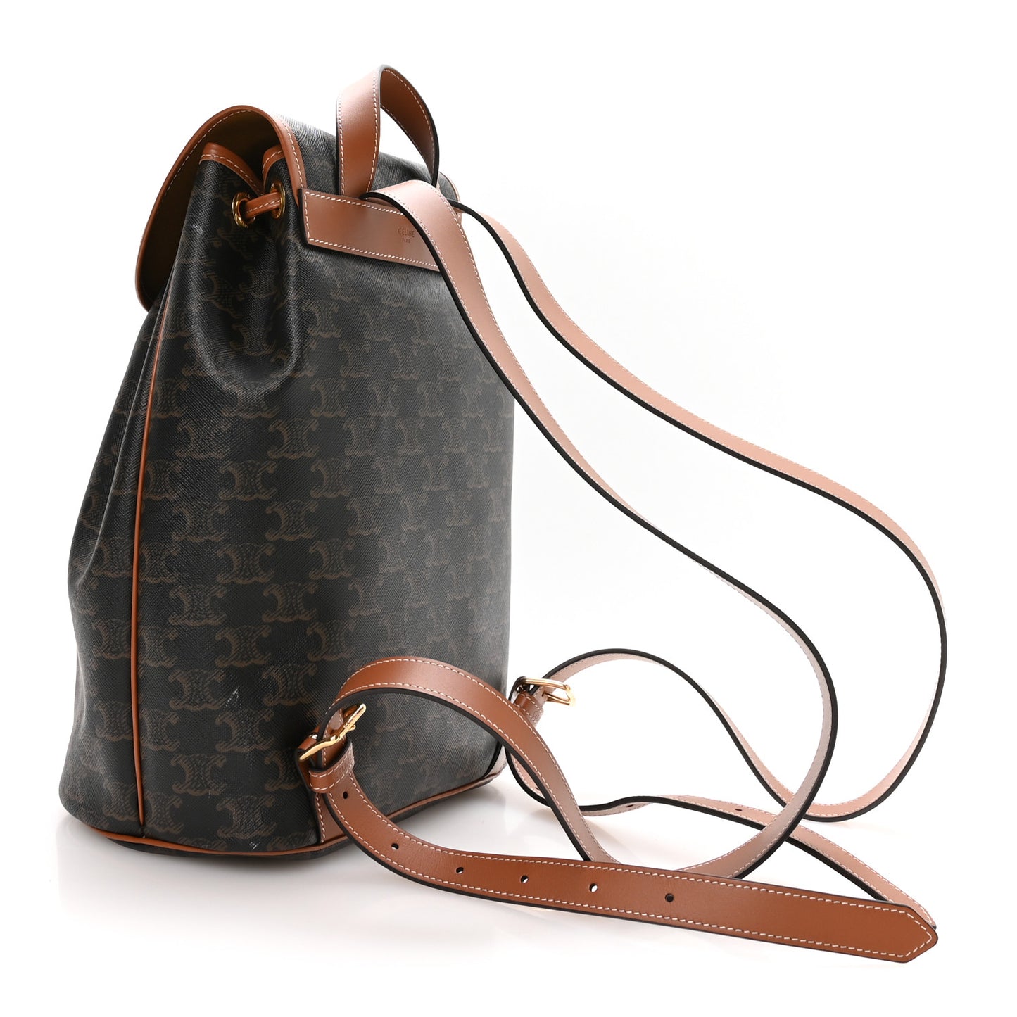 Triomphe Canvas Calfskin Folco Backpack Tan