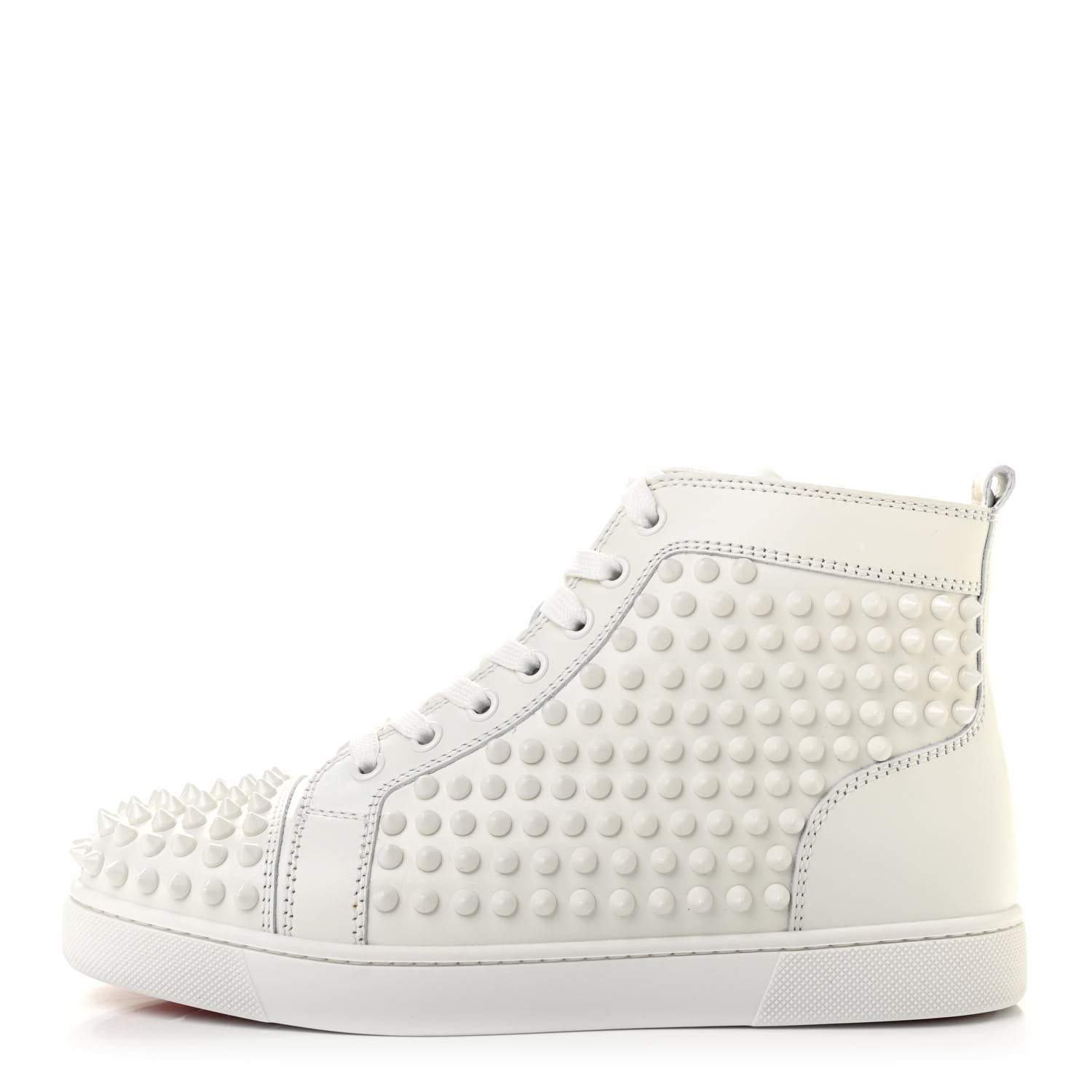 Christian Louboutin Calfskin Laminato Dino Spikes Yang Louis Flat Sneakers 37.5 Latte Gold 1 of 13