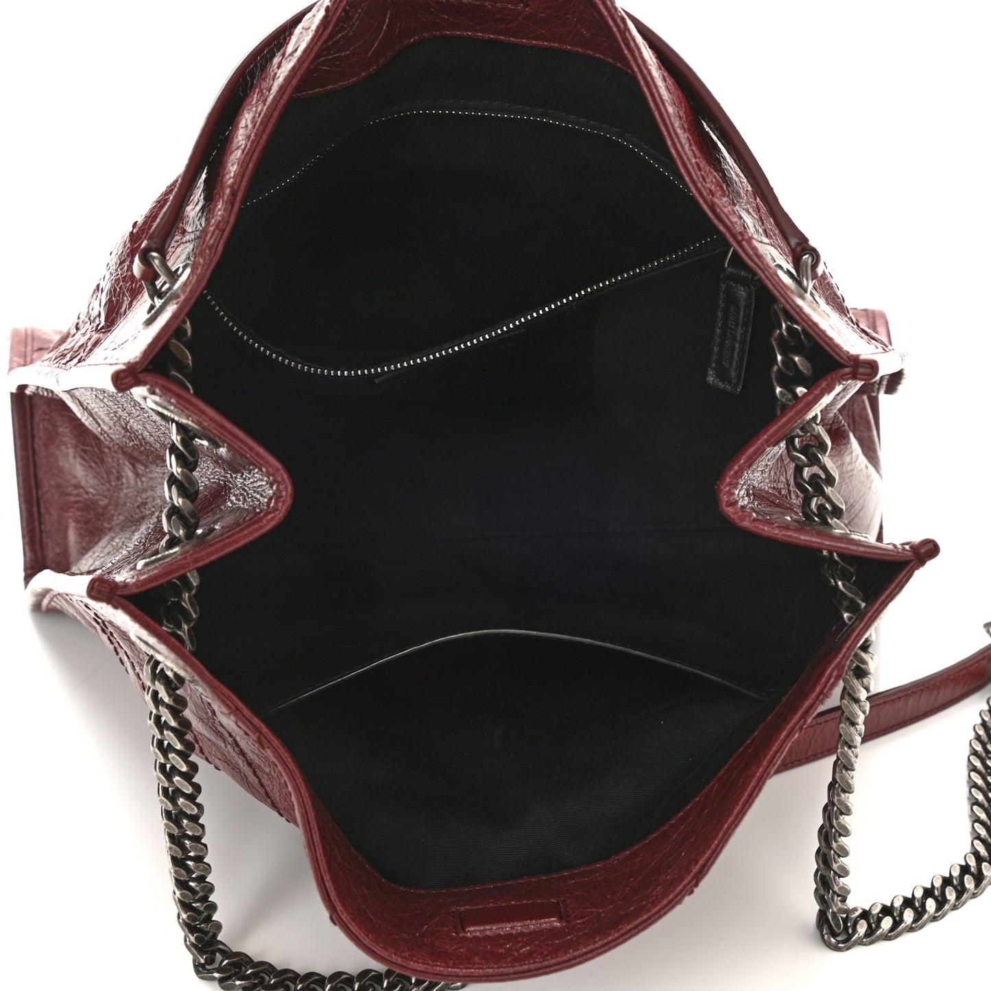 Crinkled Calfskin Matelasse Monogram Medium Niki Shopper Tote Burgundy