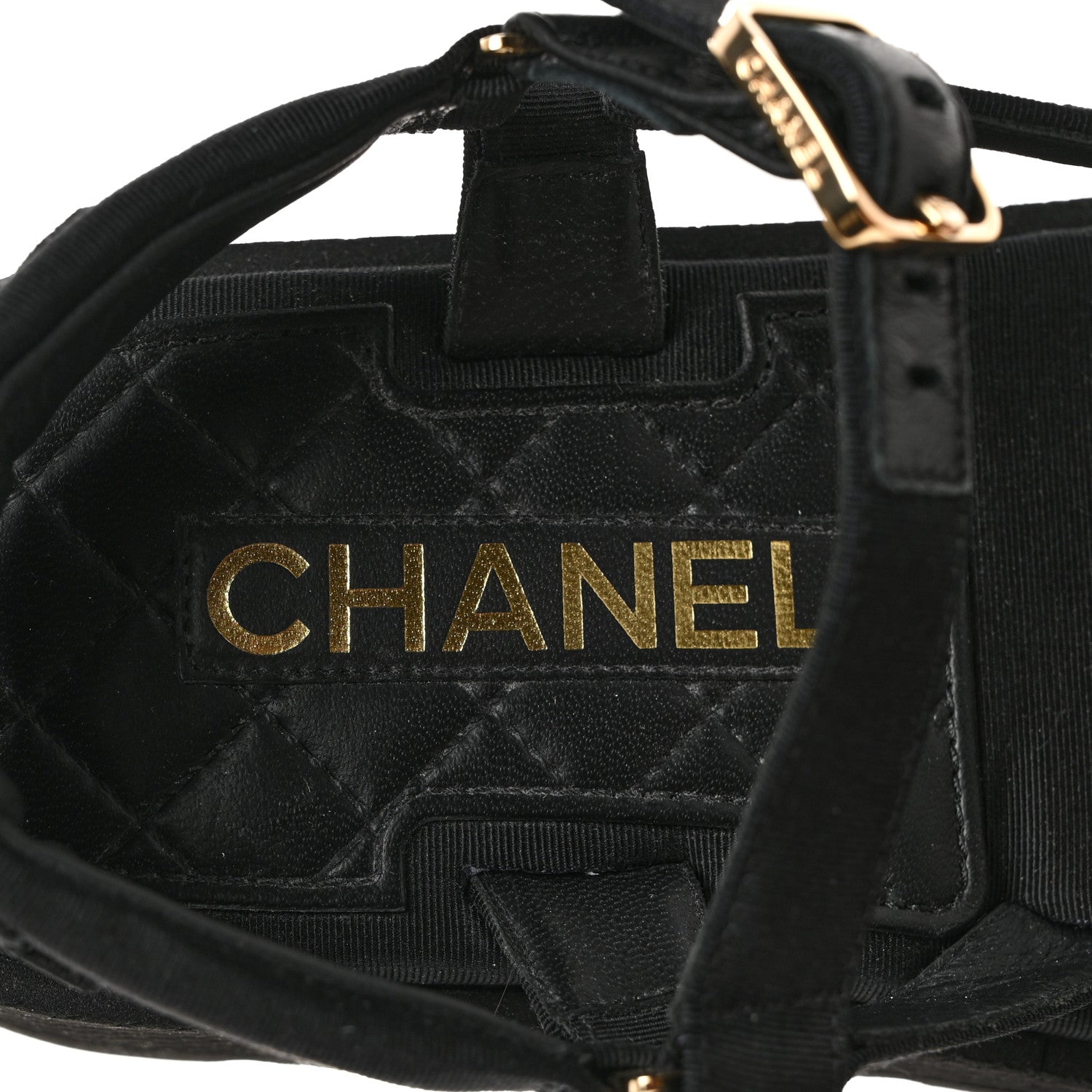 Chanel Grosgrain Logo Platform Sandals 36 Black 6 of 9