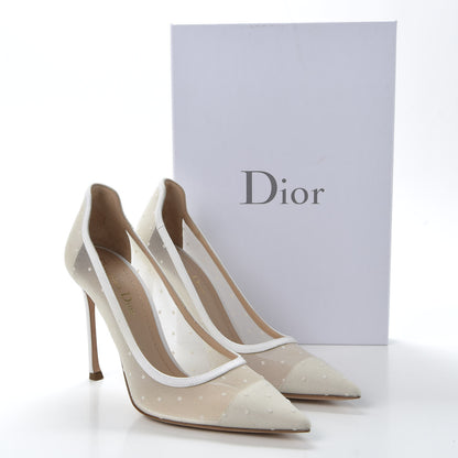 Christian Dior Mesh Plumetis Tulle D-Moi Pumps 37.5 White 9 of 9