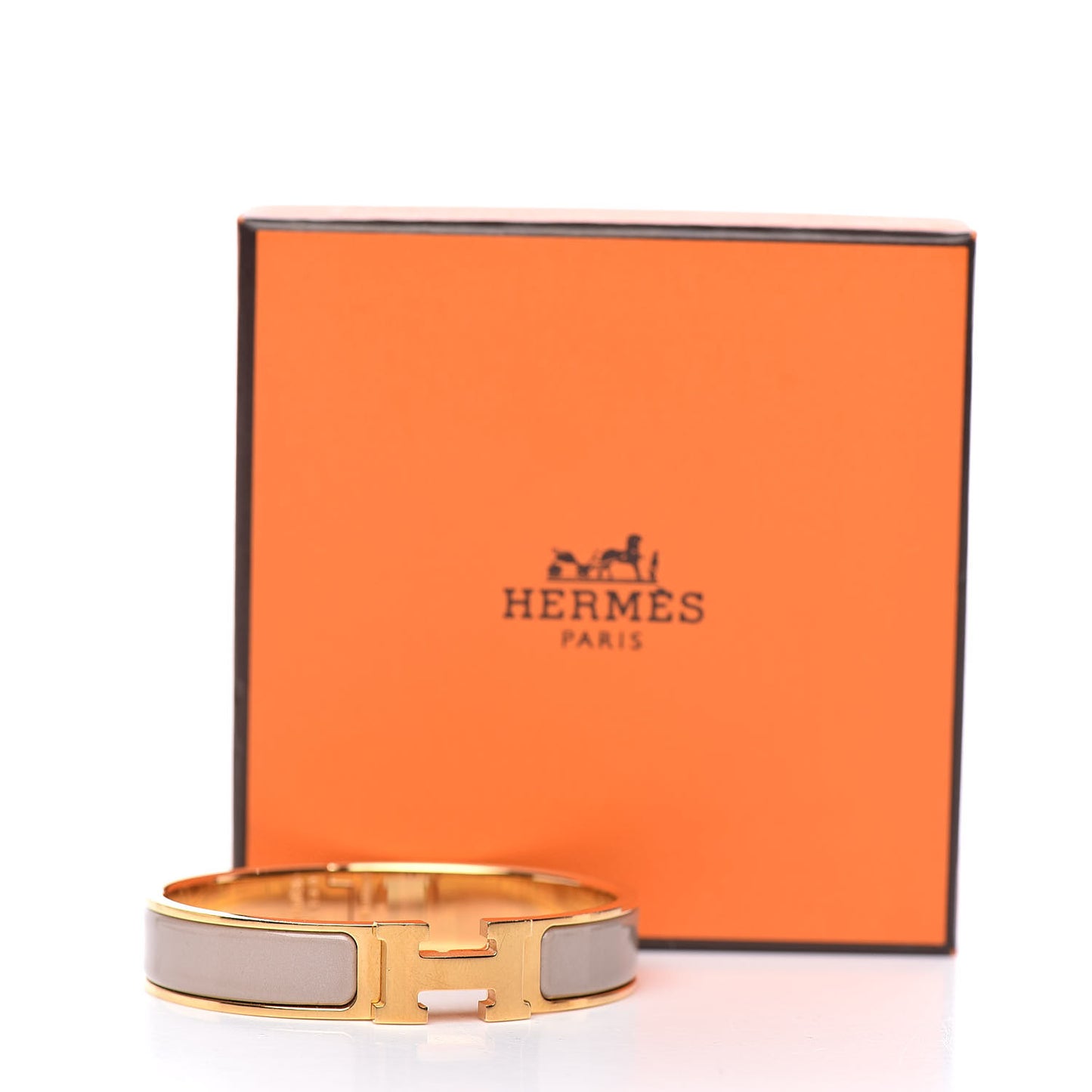 Enamel Clic Clac H Narrow Bracelet PM Marron Glace