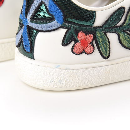 Gucci Calfskin Web Floral Embroidered Womens Ace Sneakers 38 White 5 of 8