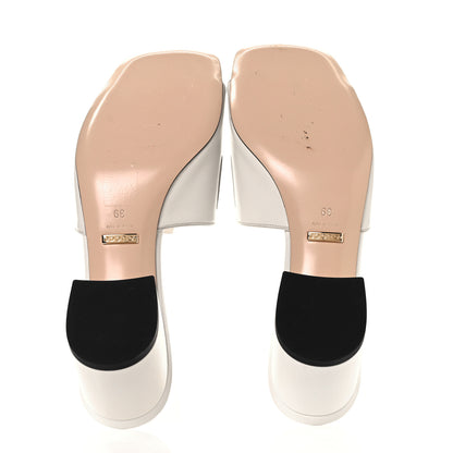 Gucci Malaga Kid Zumi Mid Heel Slide Sandals 39 Dusty White 5 of 13