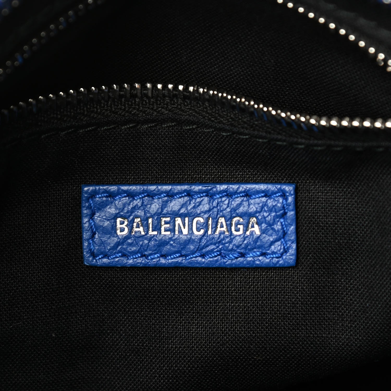 Balenciaga Agneau Classic Silver Hardware Mini City Logo Strap Bleu Electric Black 6 of 9