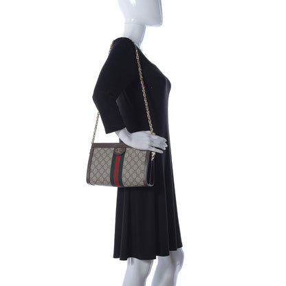 Gucci GG Supreme Monogram Web Small Ophidia Chain Shoulder Bag Brown 2 of 8