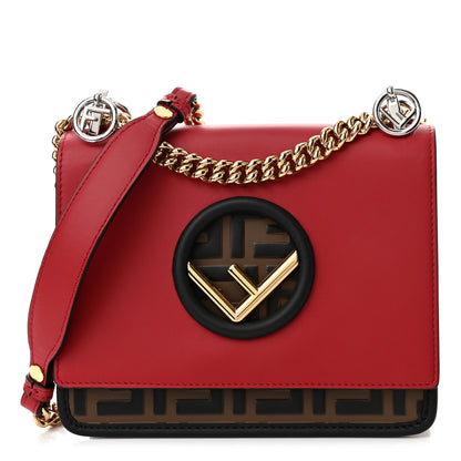 Fendi Vitello Century F is Fendi Bi-Color FF 1974 Embossed Small Kan I Shoulder Bag Fragola Maya Black 1 of 10