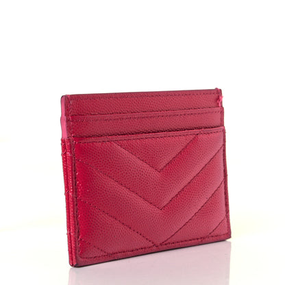 Saint Laurent Grain De Poudre Matelasse Chevron Monogram Credit Card Case Bubblegum 3 of 6