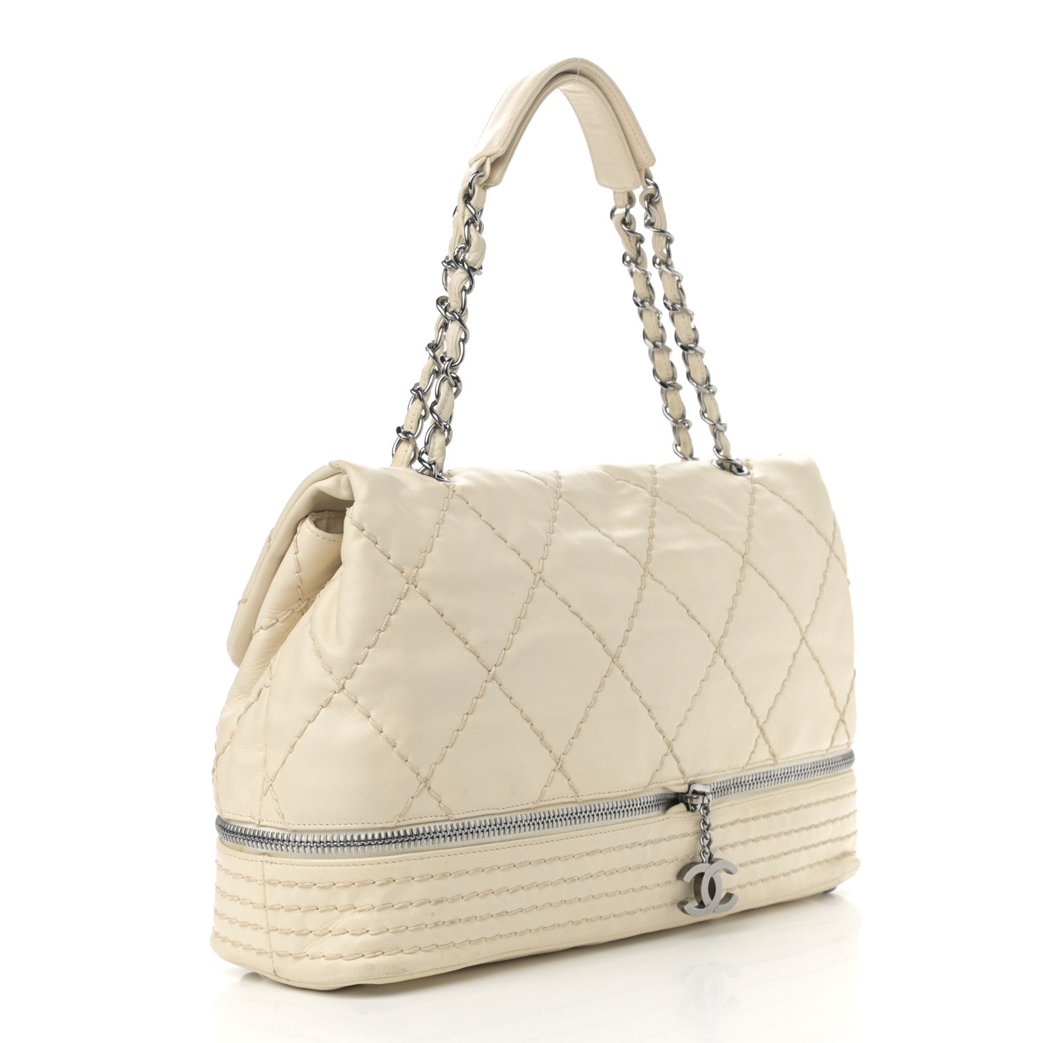 Chanel Calfskin Stitched Large Expandable Flap Bag White 4 of 11