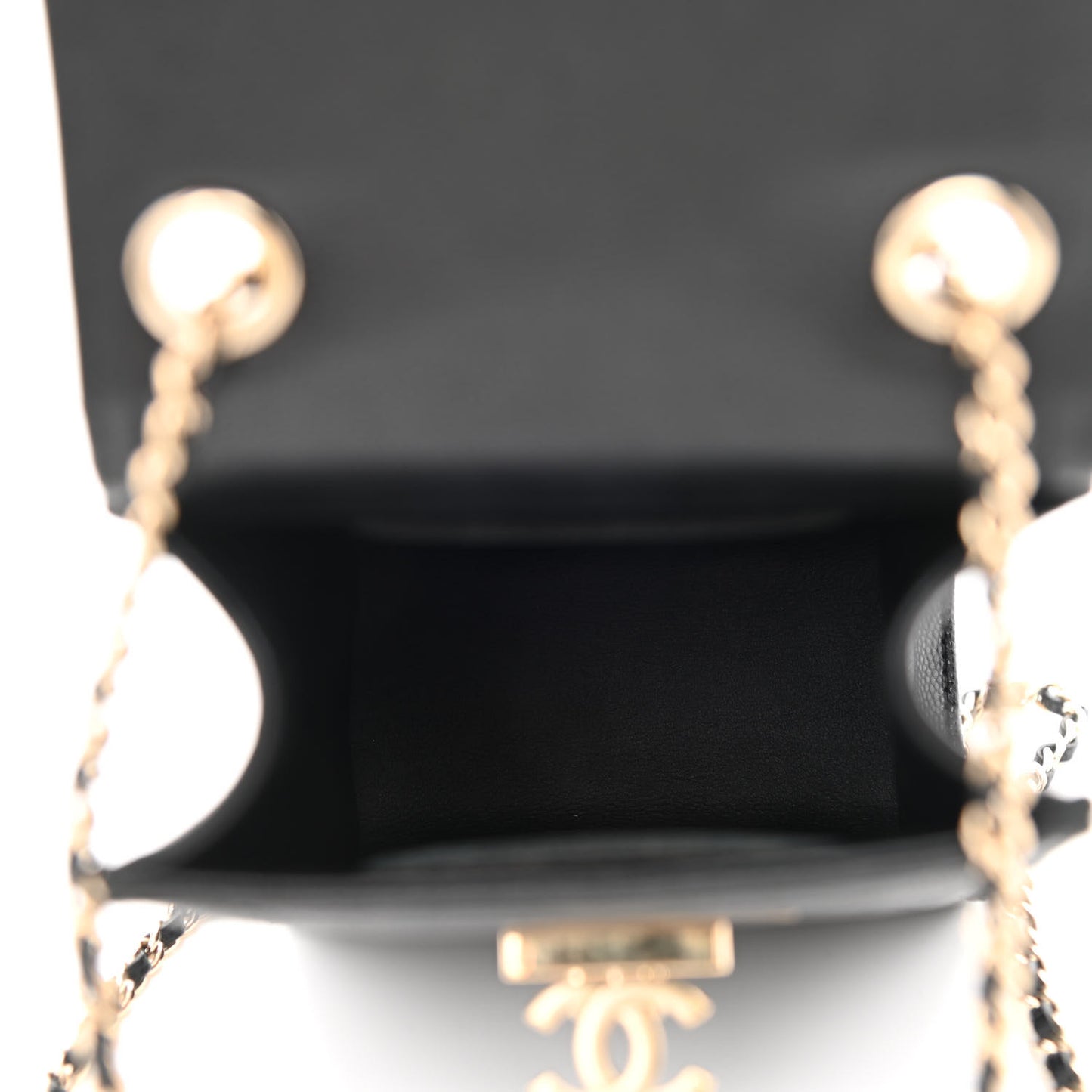 Caviar Quilted Golden Class Phone Holder Black
