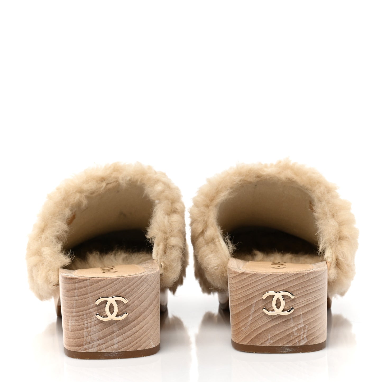 Shearling Lambskin Clogs 38 Beige
